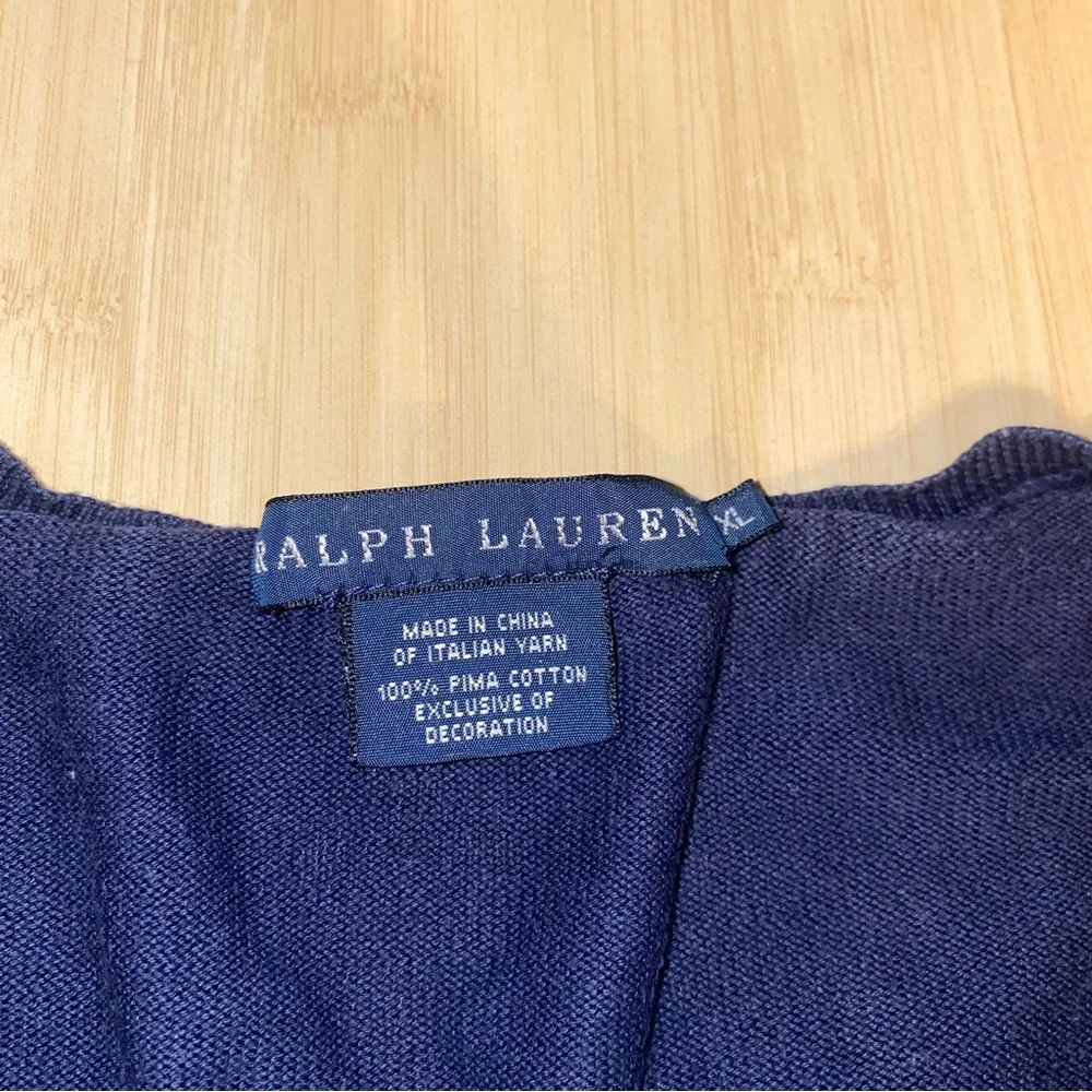Polo Ralph Lauren Pima Cotton V-Neck Sweater Navy Blue Men’s Extra Large XL